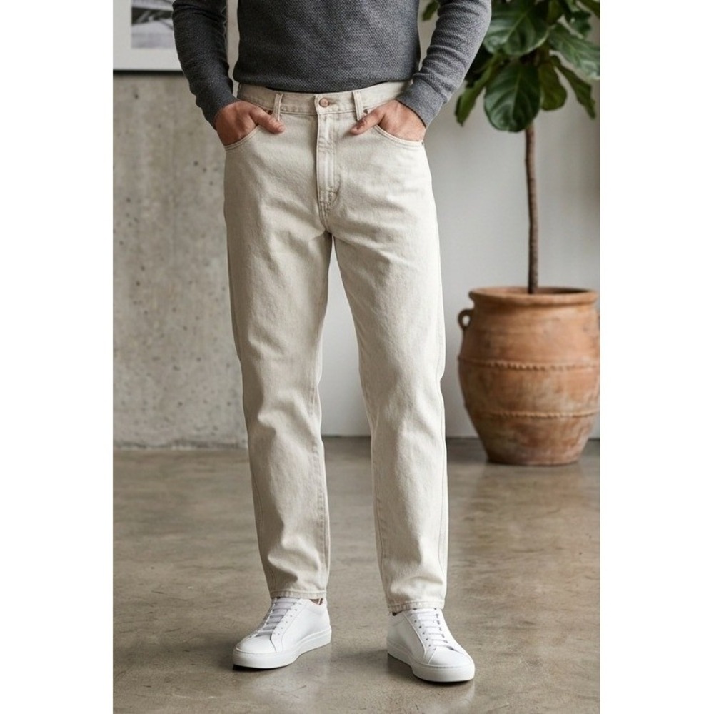Vintage‎ Wrangler Authentic Denim Jeans Men's 32x32 Beige Straight Leg Work 2001